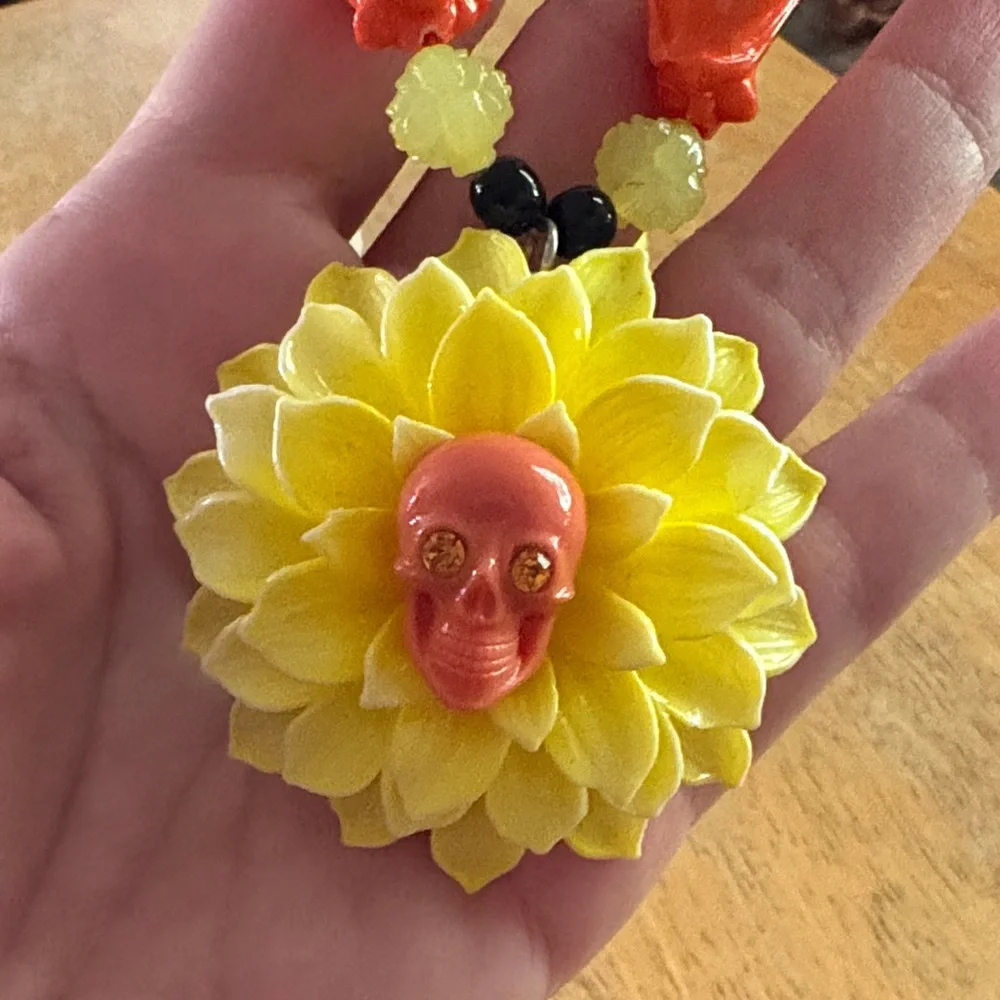 Tarina Tarantino Skull & Floral Necklace. - Picture 7 of 7